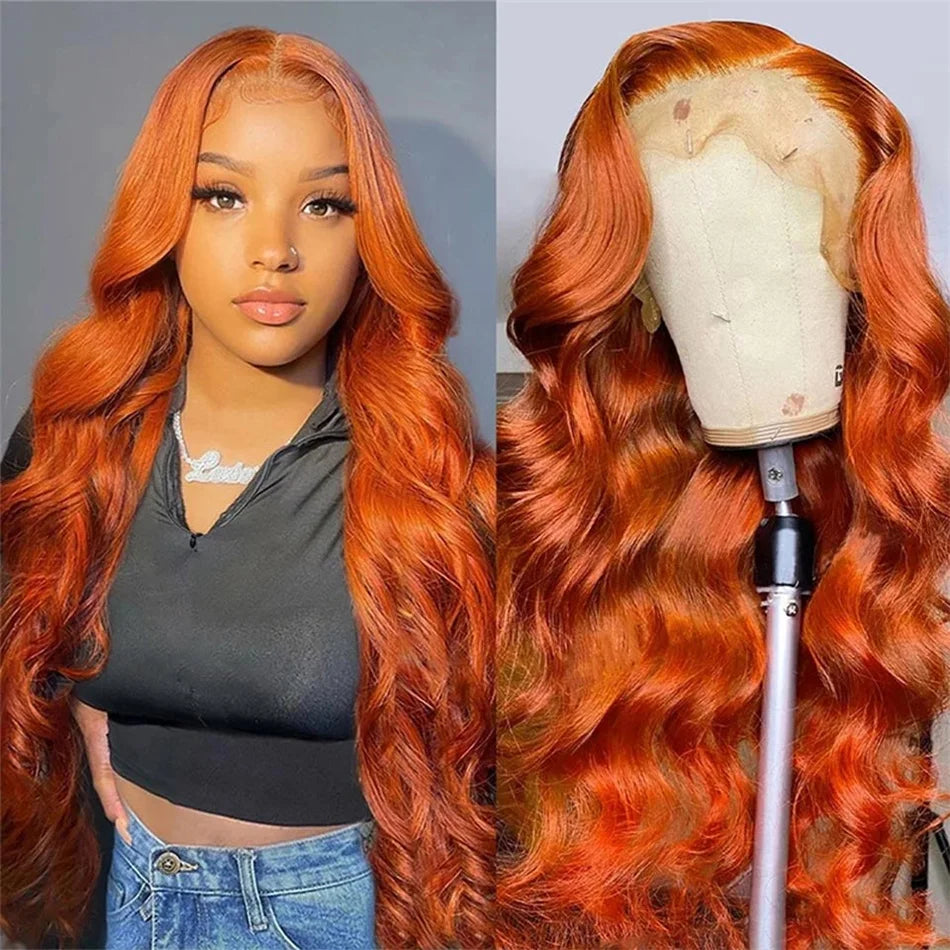HD 13X6 Orange Ginger Lace Front Wig 100% Human Hair