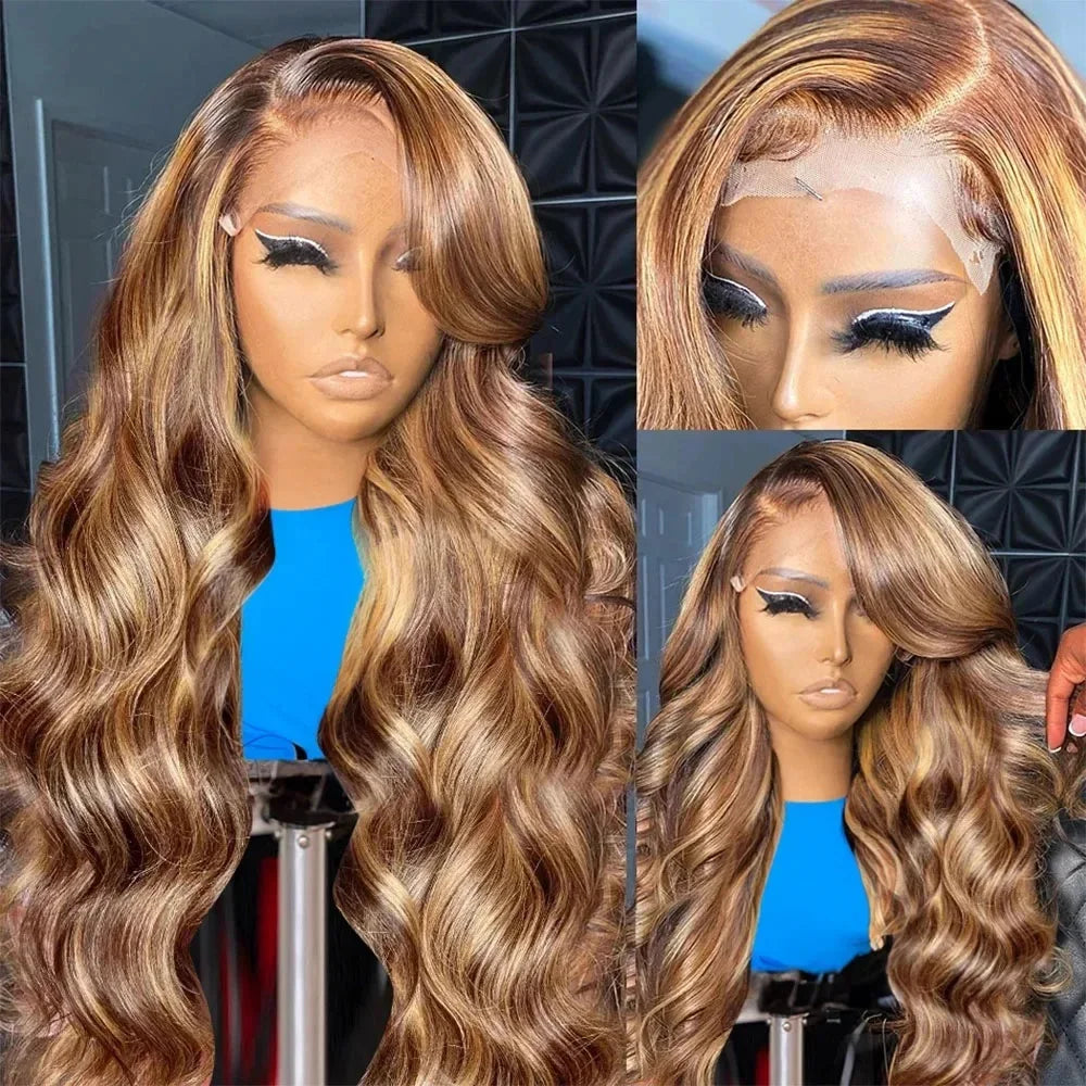 Highlight Human Hair Wigs Brazilian Body Wave Lace Front Wigs For Women
