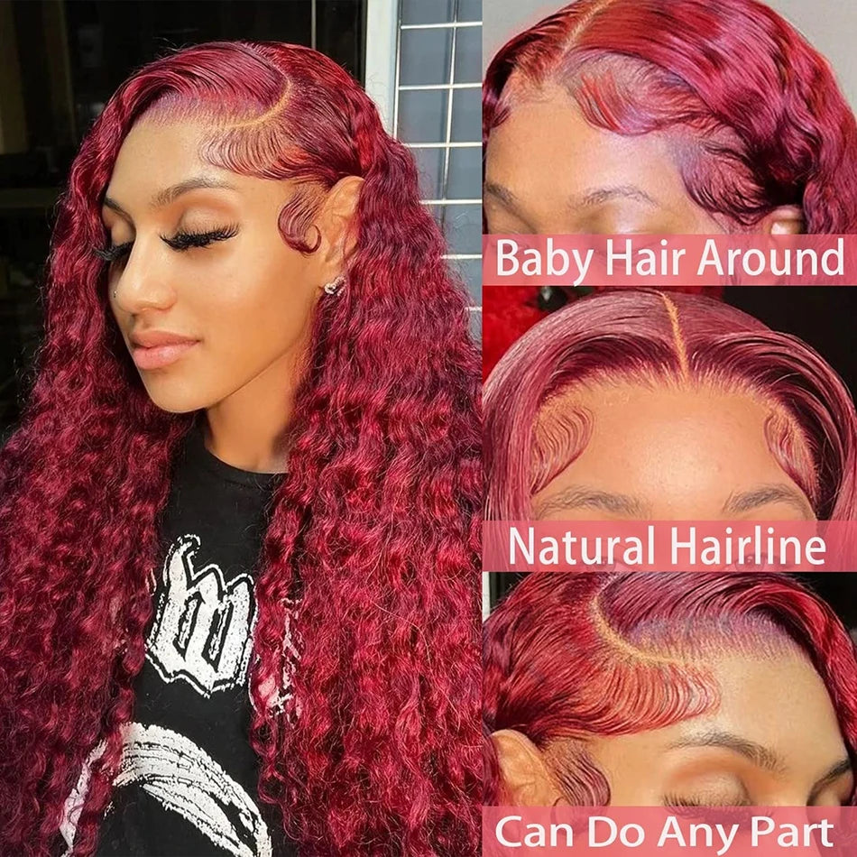 Curly Human Hair Wigs Hd Lace Wig 13X6 Human Hair Colored Deep Wave Frontal Wig