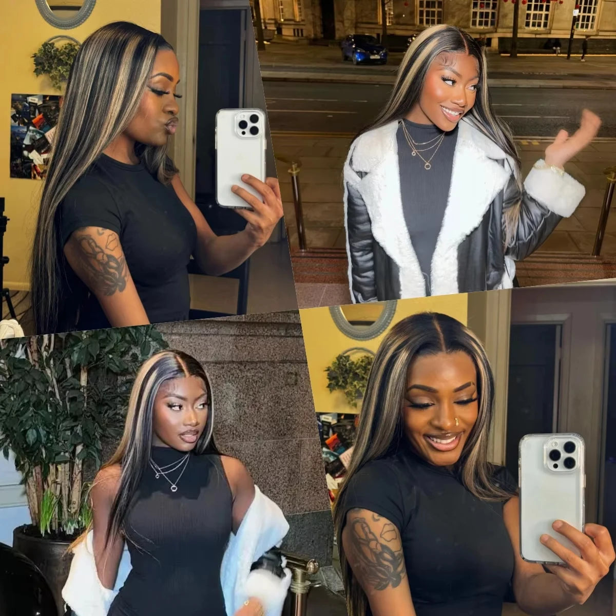 Highlight Bone Straight Lace Front Human Hair Wigs Real 200% Brazilian