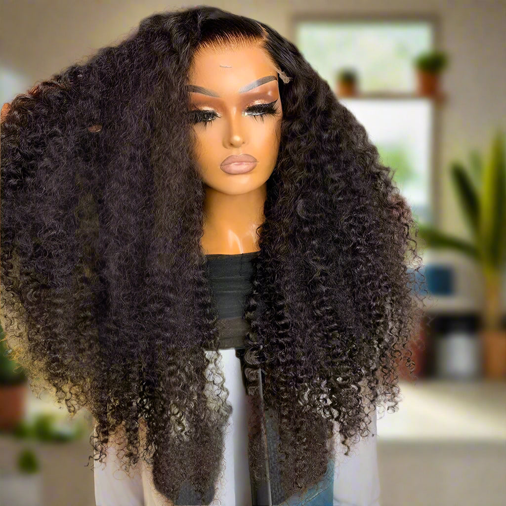 Curly Human Hair Wigs Water Wave Lace Frontal Lace Closure Wigs