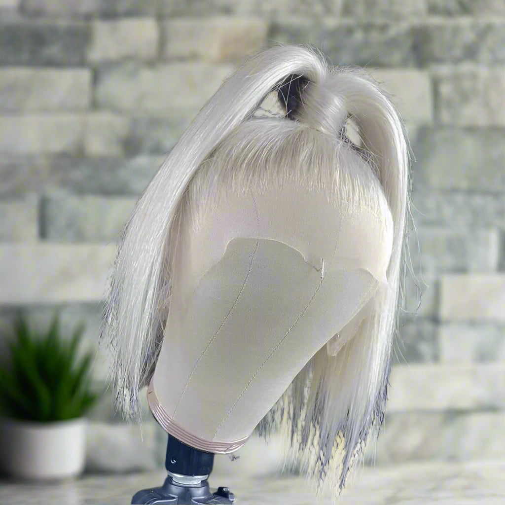 White Platinum Ash Blonde Bob Lace Front Wig Human Hair Pre Plucked