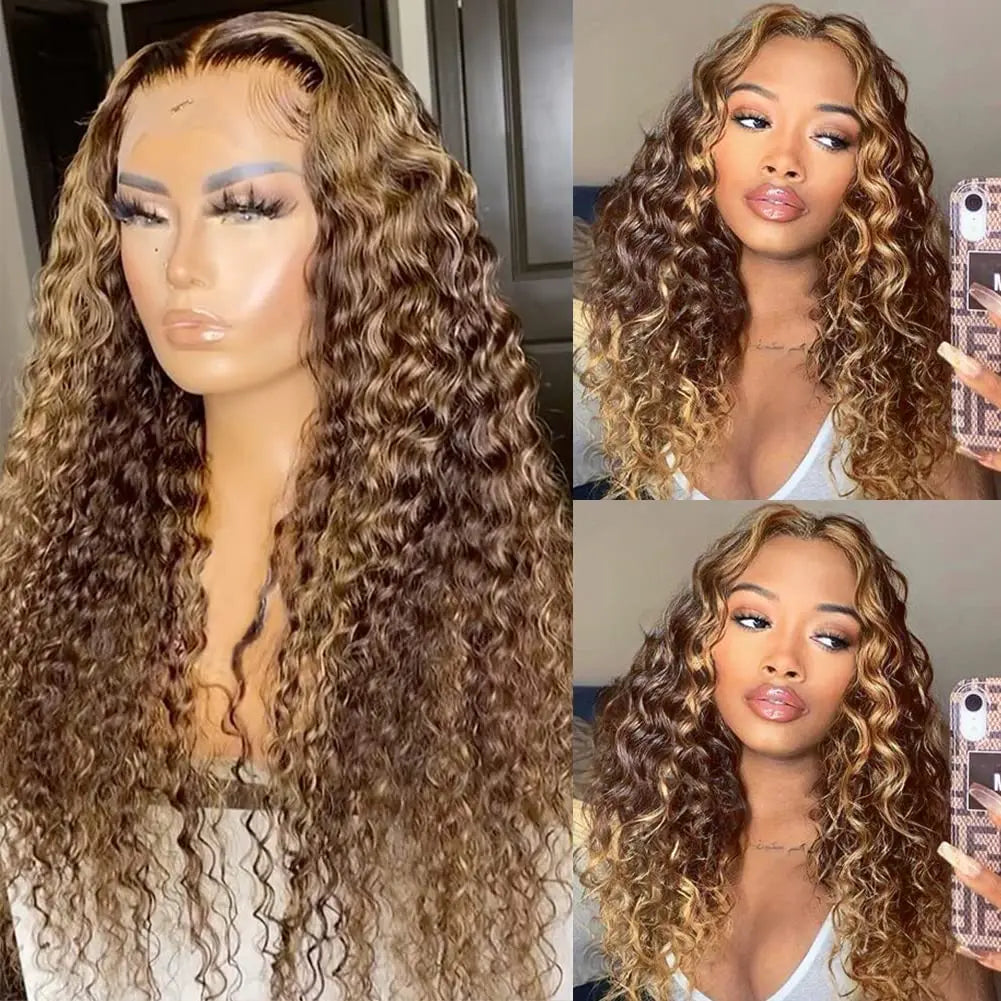 Highlight Curly Wigs Human Hair HD 13X6 Lace Front Wig