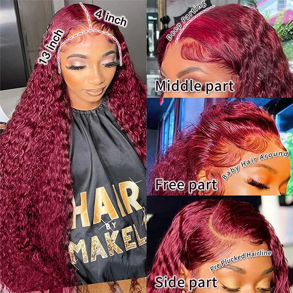 Curly Human Hair Wigs Hd Lace Wig 13X6 Human Hair Colored Deep Wave Frontal Wig