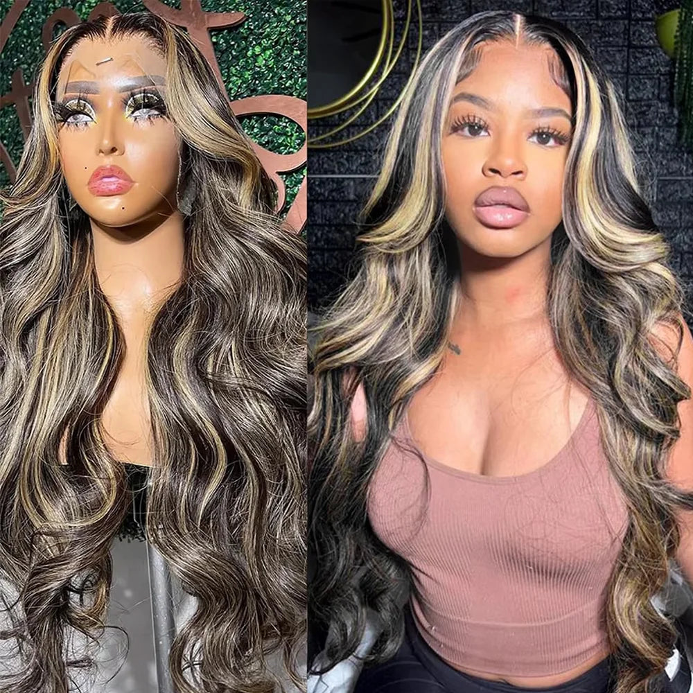 Blonde Highlight Wig Human Hair Glueless