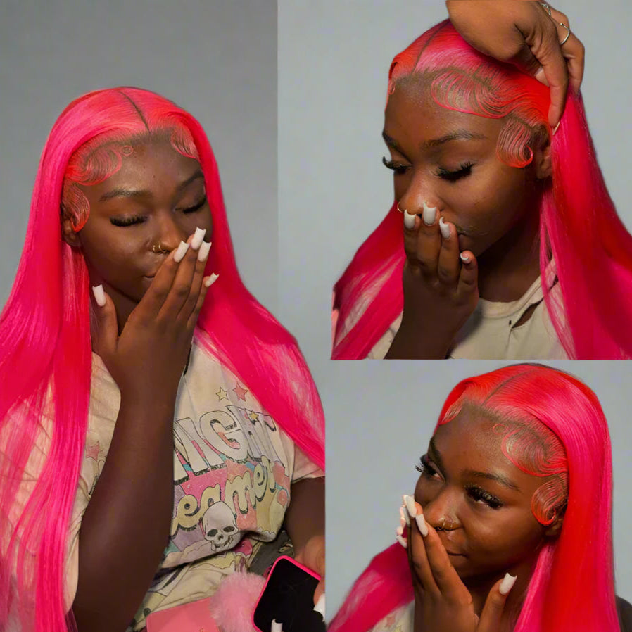 Pink Color Lace Fronts Wigs Human Hair 13x6 Lace Frontal Wig