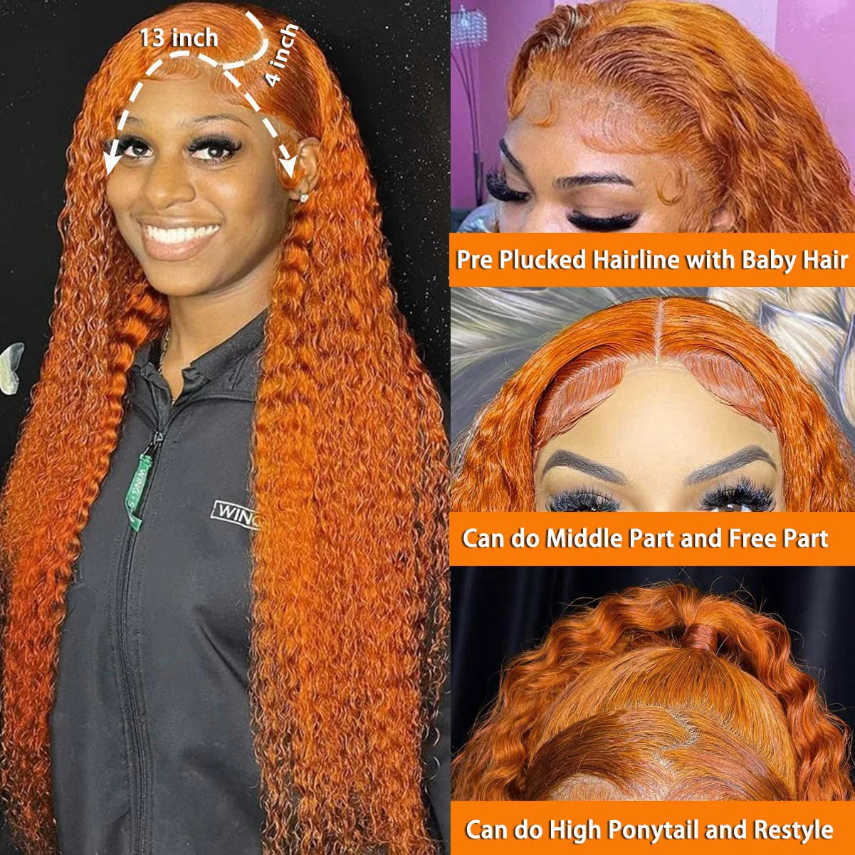 Orange Ginger Lace Front Wig Human Hair