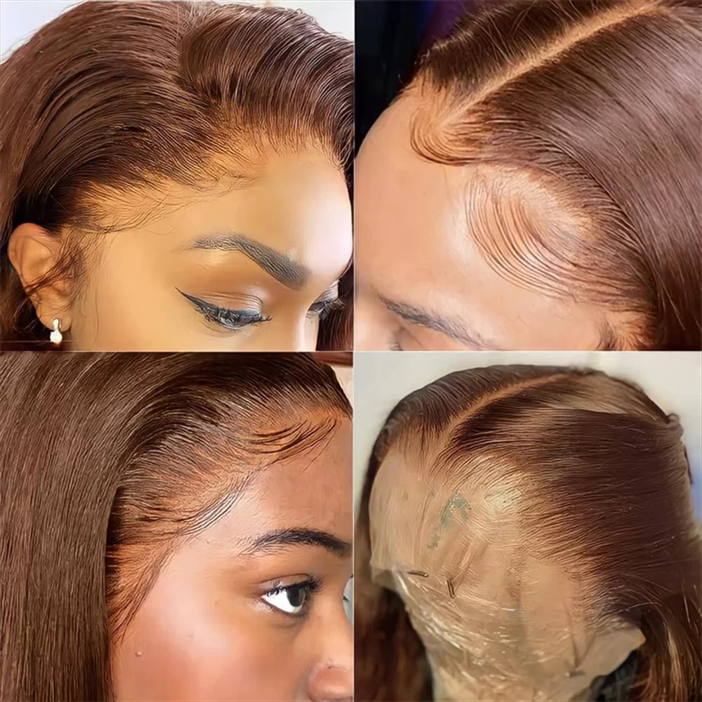 Human Hair Wigs For Women Pre Plucked Transparent Colored Lace Frontal Wig
