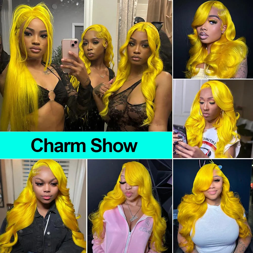 Light Yellow Wig Human Hair Body Wave Transparent Lace Wig