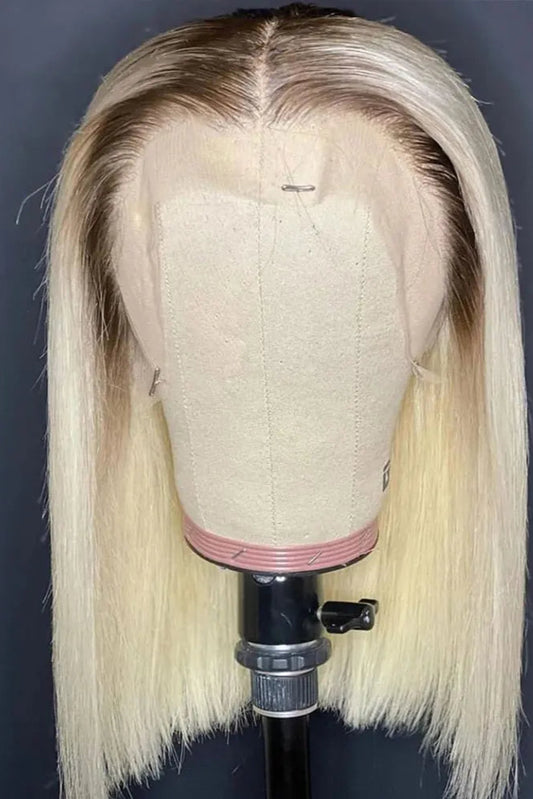 Blonde Short Bob Wig Transparent Lace Front Human Hair Wigs