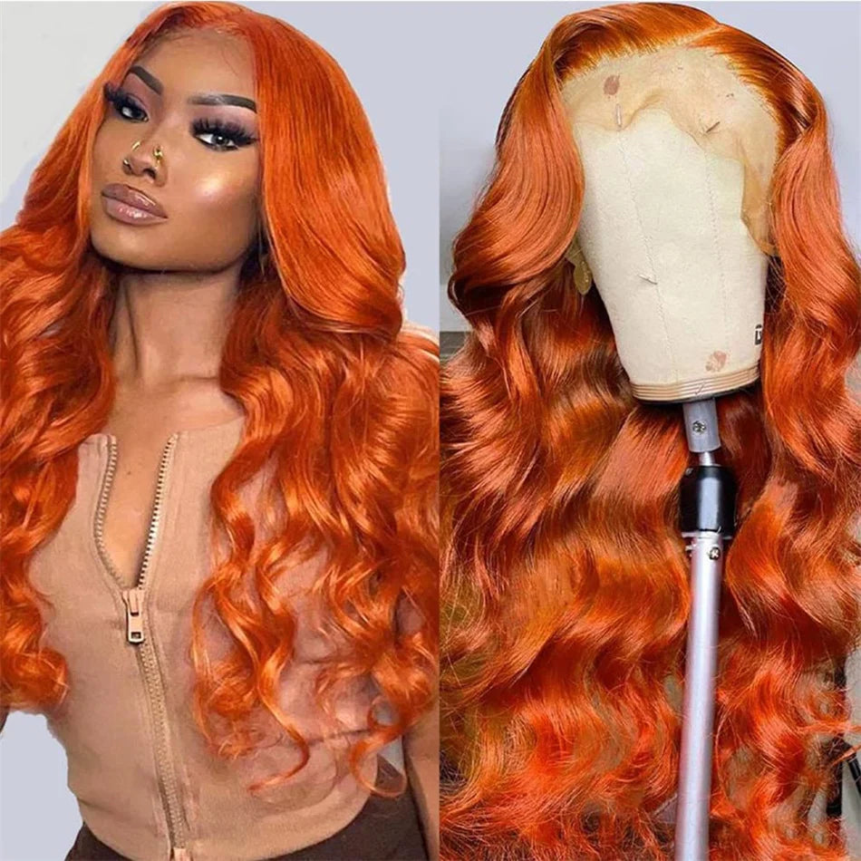 HD 13X6 Orange Ginger Lace Front Wig 100% Human Hair