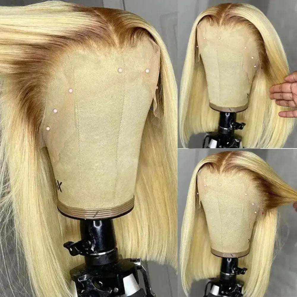 Lace Front Human Hair bob Wigs Straight Closure Colored