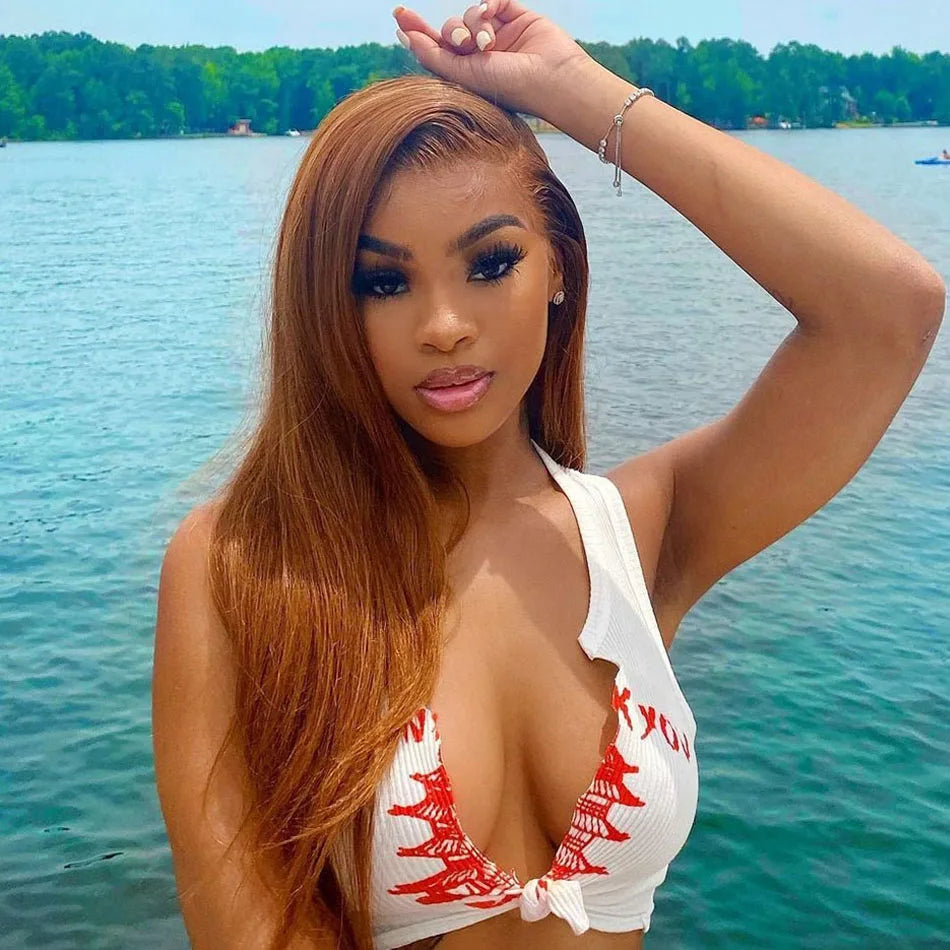 13x6 Ginger Blonde Colored Human Hair Lace Front Wigs