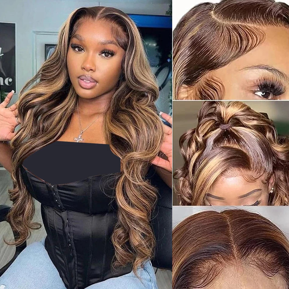 Highlight Wig Human Hair Blonde Body Wave
