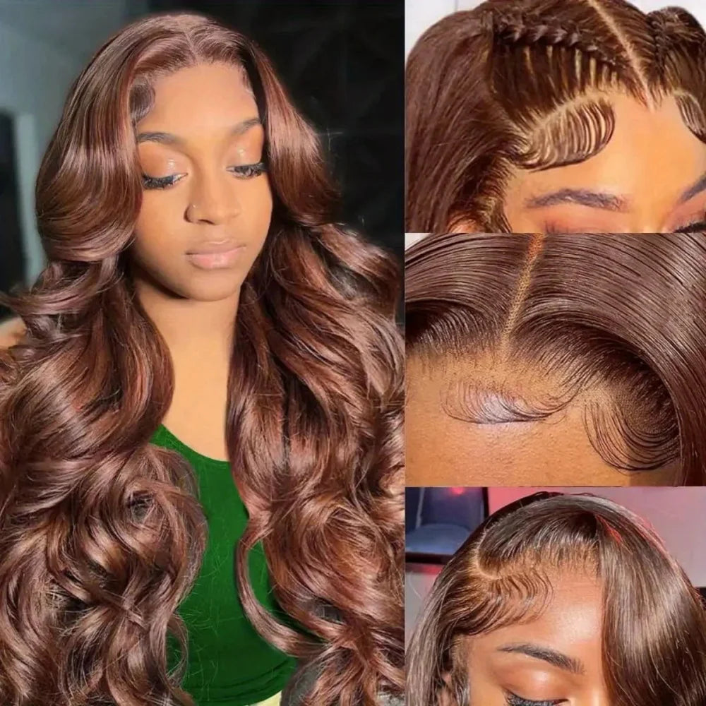 Chocolate Brown Body Wave Lace Front Wig Transparent