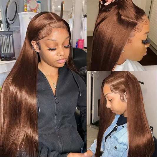 Human Hair Wigs For Women Pre Plucked Transparent Colored Lace Frontal Wig