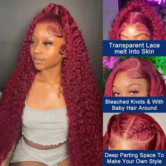 Curly Human Hair Wigs Hd Lace Wig 13X6 Human Hair Colored Deep Wave Frontal Wig