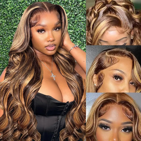 Highlight Human Hair Wigs Brazilian Body Wave Lace Front Wigs For Women