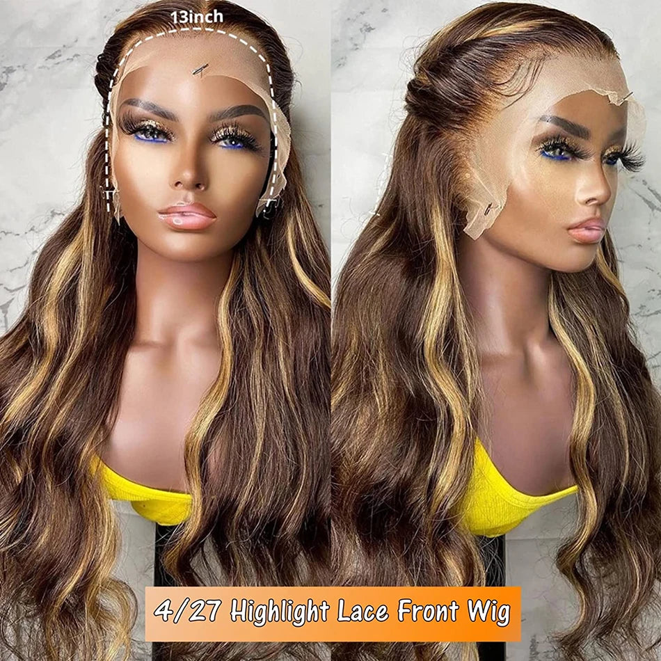 Highlight Wig Human Hair Blonde Body Wave