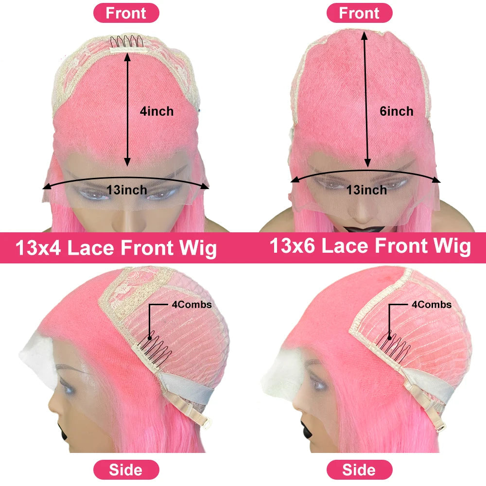 Ombre Grey Pink red Hair Wig Lace Frontal Wig Body Wave 613 Colored Brazilian Human Hair Wig