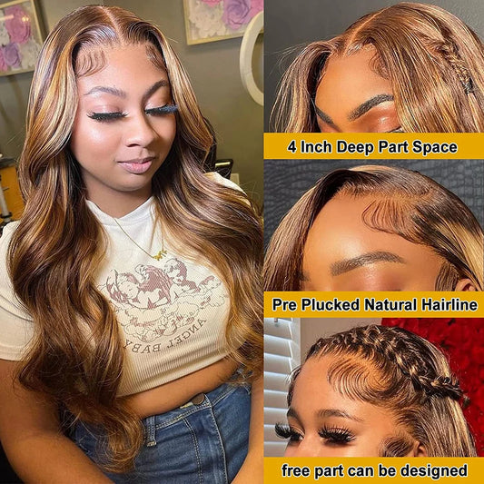 Highlight Wig Human Hair Blonde Body Wave