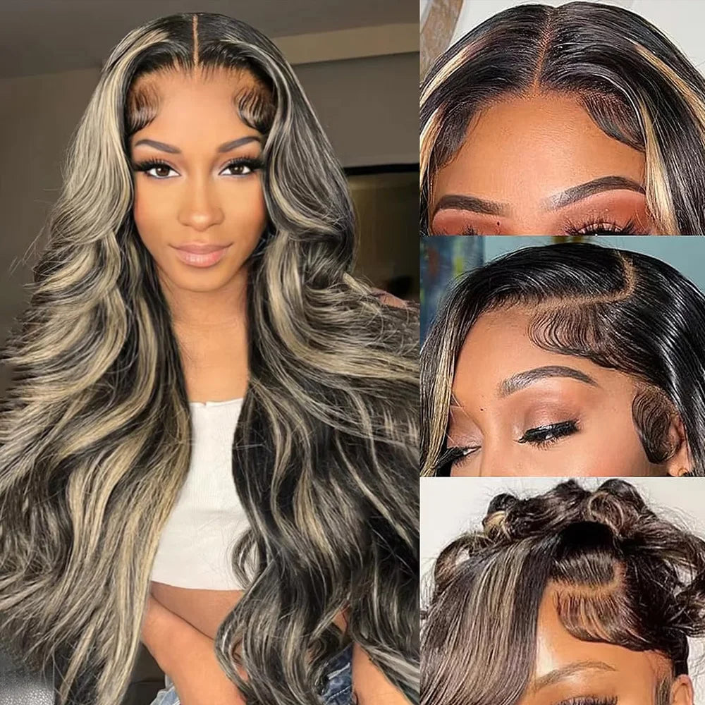 Blonde Highlight Wig Human Hair Glueless