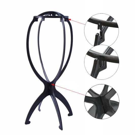 Nunify Plastic Wig Stand Portable Wig Head Stand Black Pink Wig Hang Holder Stand Durable Hair Display Tools Wig Accessories