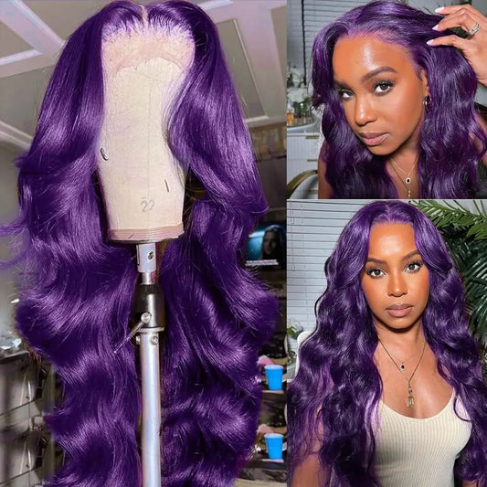 Dark Purple Body Wave Human Hair Wigs