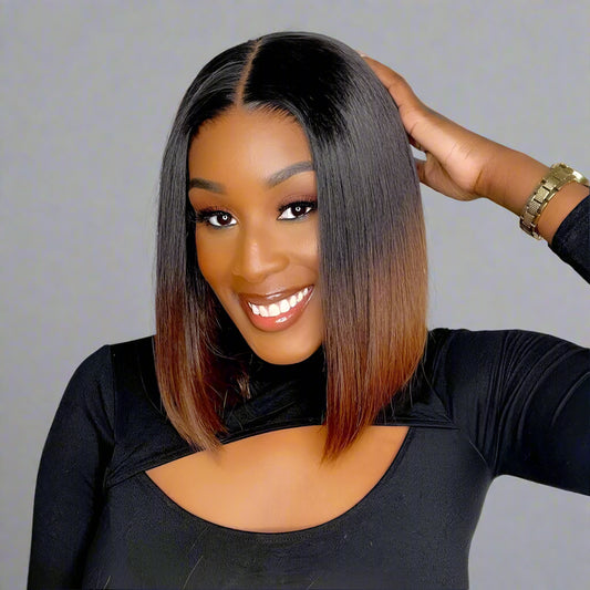 Straight Lace Frontal Short Bob Human Hair Wigs PrePlucked