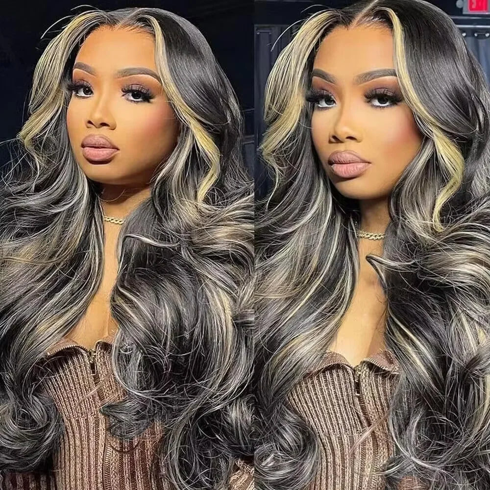 Blonde Highlight Wig Human Hair Glueless