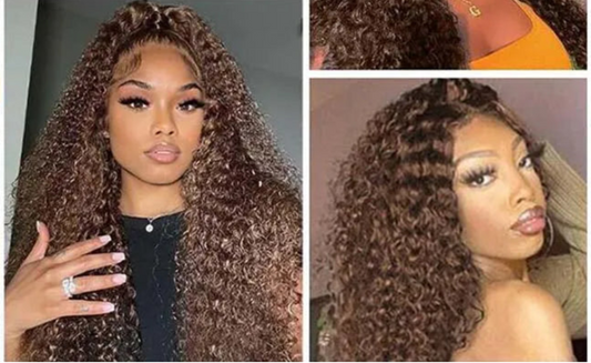 Lace Front Human Hair Wigs Pre Plucked Colored Deep Wave