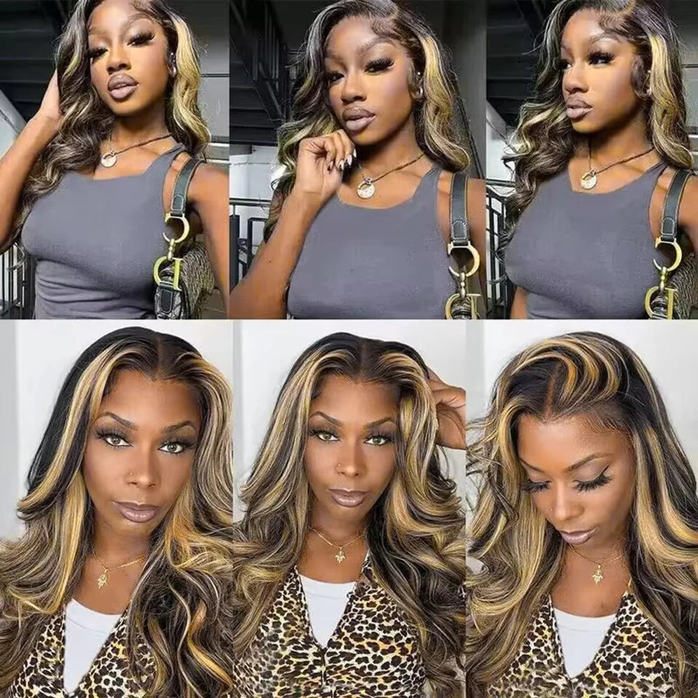 Blonde Highlight Wig Human Hair Glueless