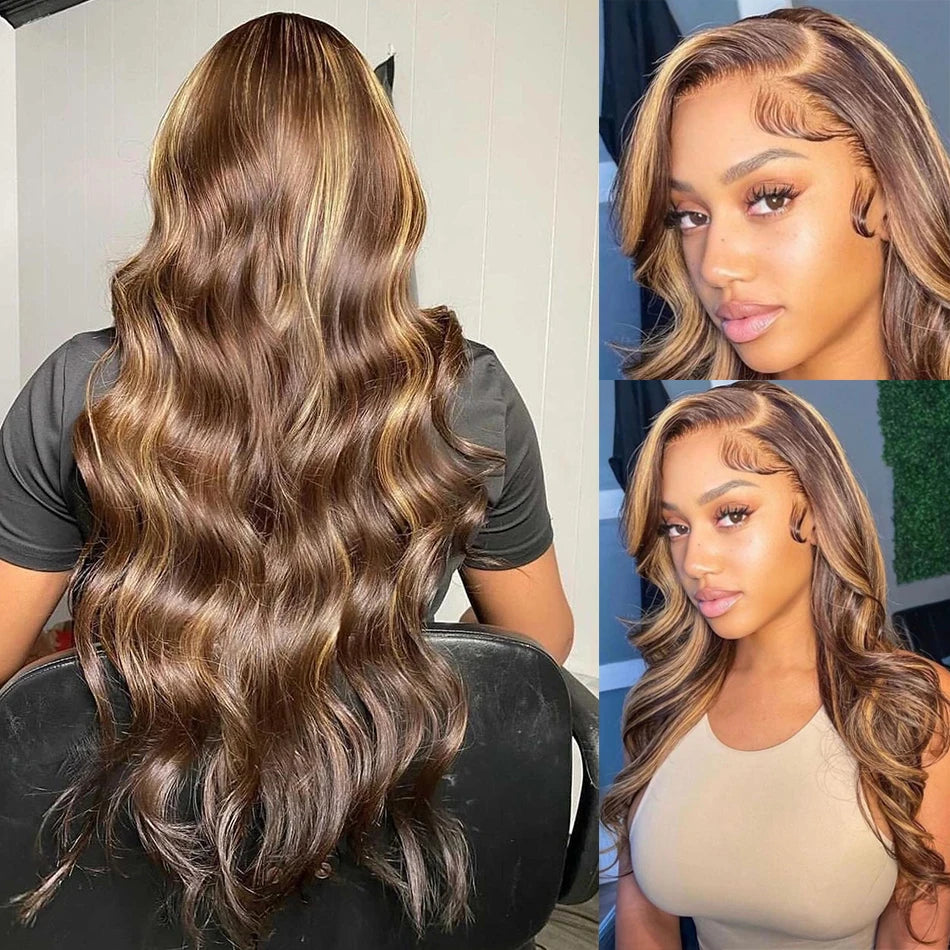 Highlight Wig Human Hair Blonde Body Wave