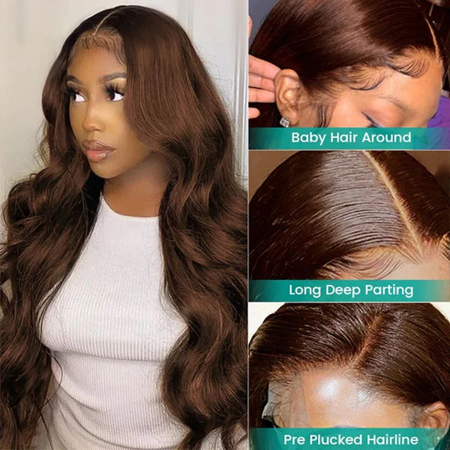 Women Brazilian Body Wave Lace Frontal Wigs 100% Human Hair