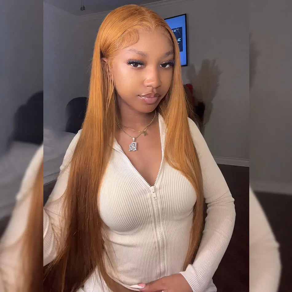 13x6 Ginger Blonde Colored Human Hair Lace Front Wigs