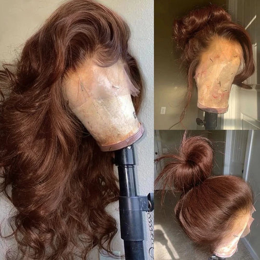 Body Wave Lace Front Wig Glueless Brazilian Brown Preplucked