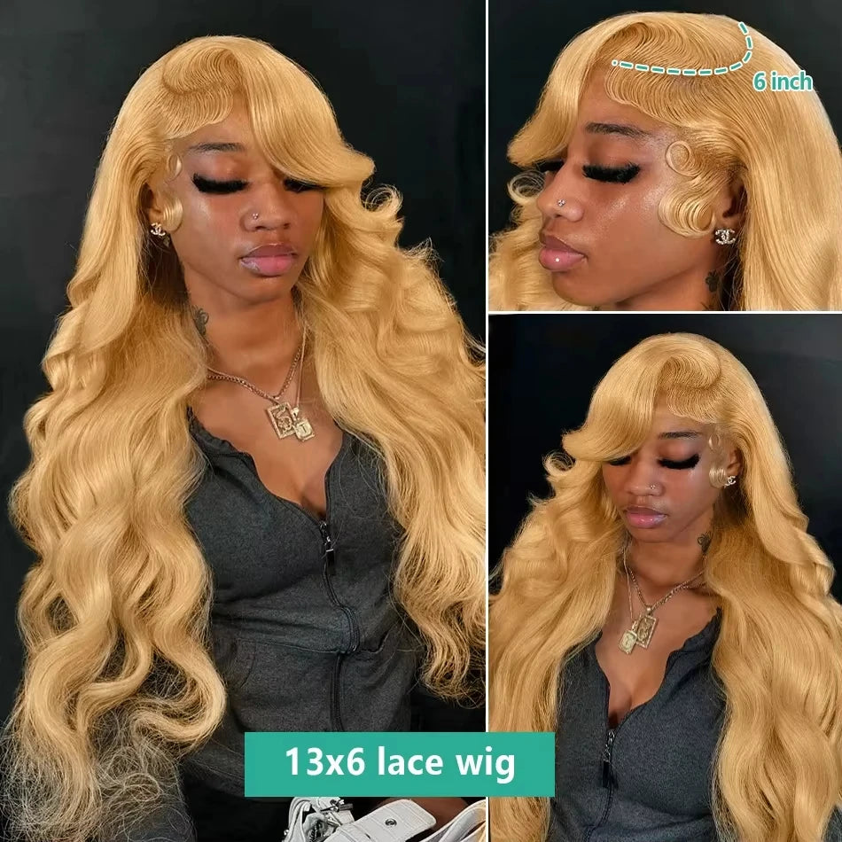 Honey Blond 13x4 Body Wave Lace Frontal Human Hair Wigs Brazilian