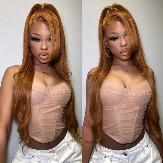 13x6 Ginger Blonde Colored Human Hair Lace Front Wigs