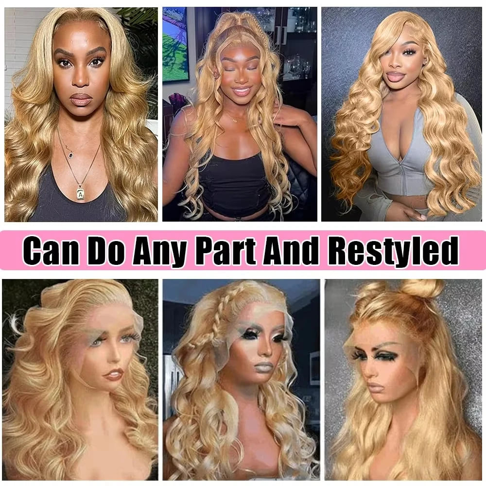 Honey Blond 13x4 Body Wave Lace Frontal Human Hair Wigs Brazilian
