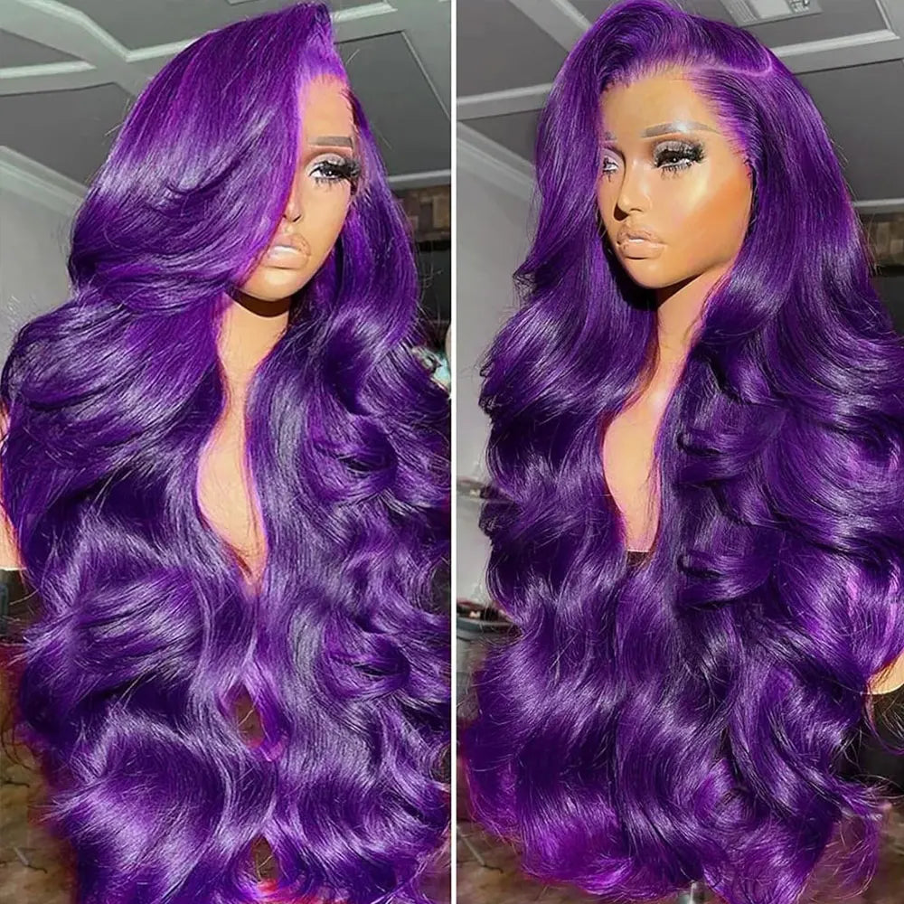 Dark Purple Body Wave Human Hair Wigs