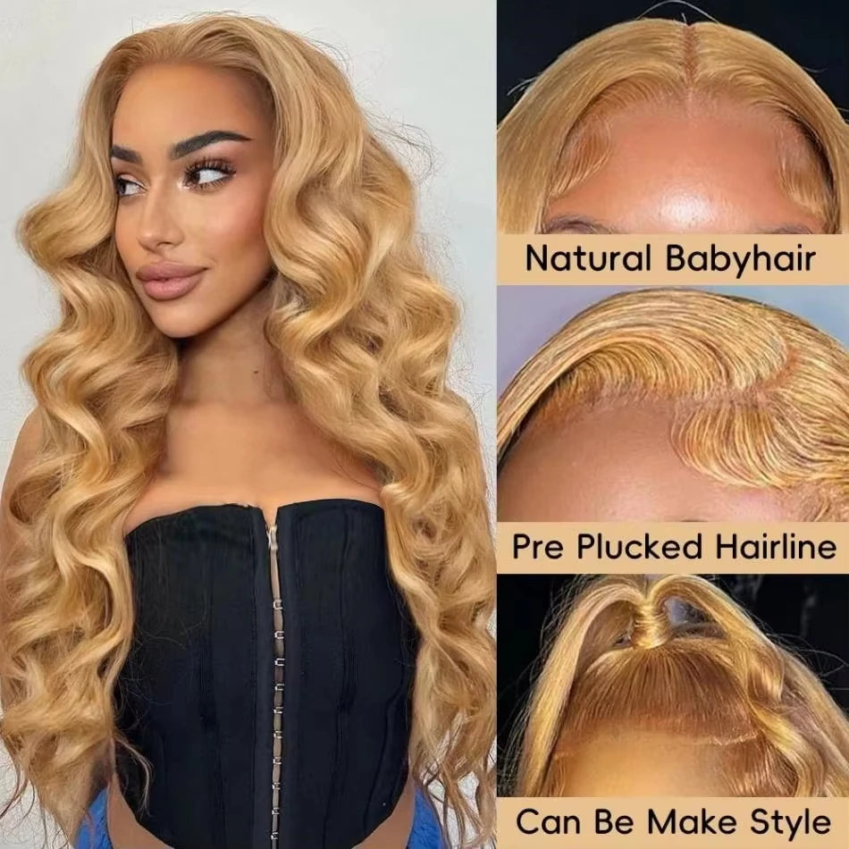 Honey Blond 13x4 Body Wave Lace Frontal Human Hair Wigs Brazilian