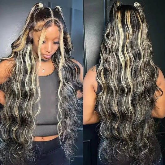Blonde Highlight Wig Human Hair Glueless