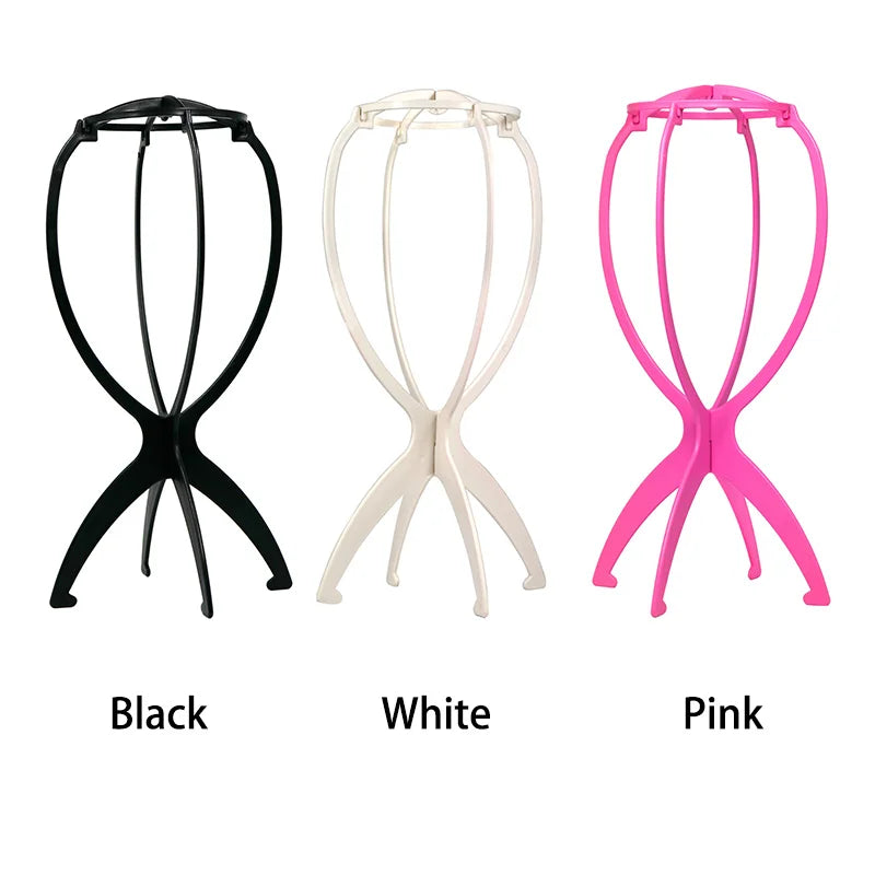Nunify Plastic Wig Stand Portable Wig Head Stand Black Pink Wig Hang Holder Stand Durable Hair Display Tools Wig Accessories